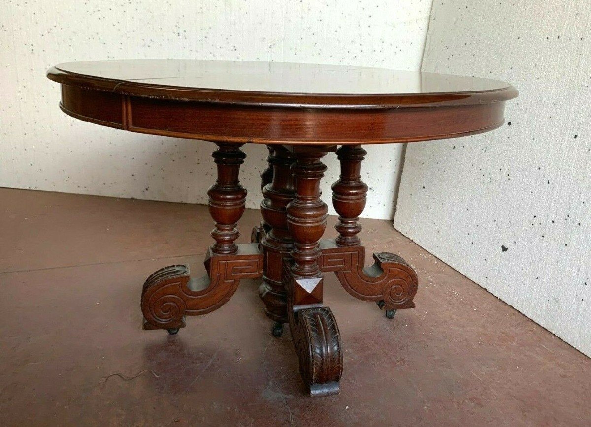 Table A Foot Central Napoleon III Mahogany Massif XIX Century