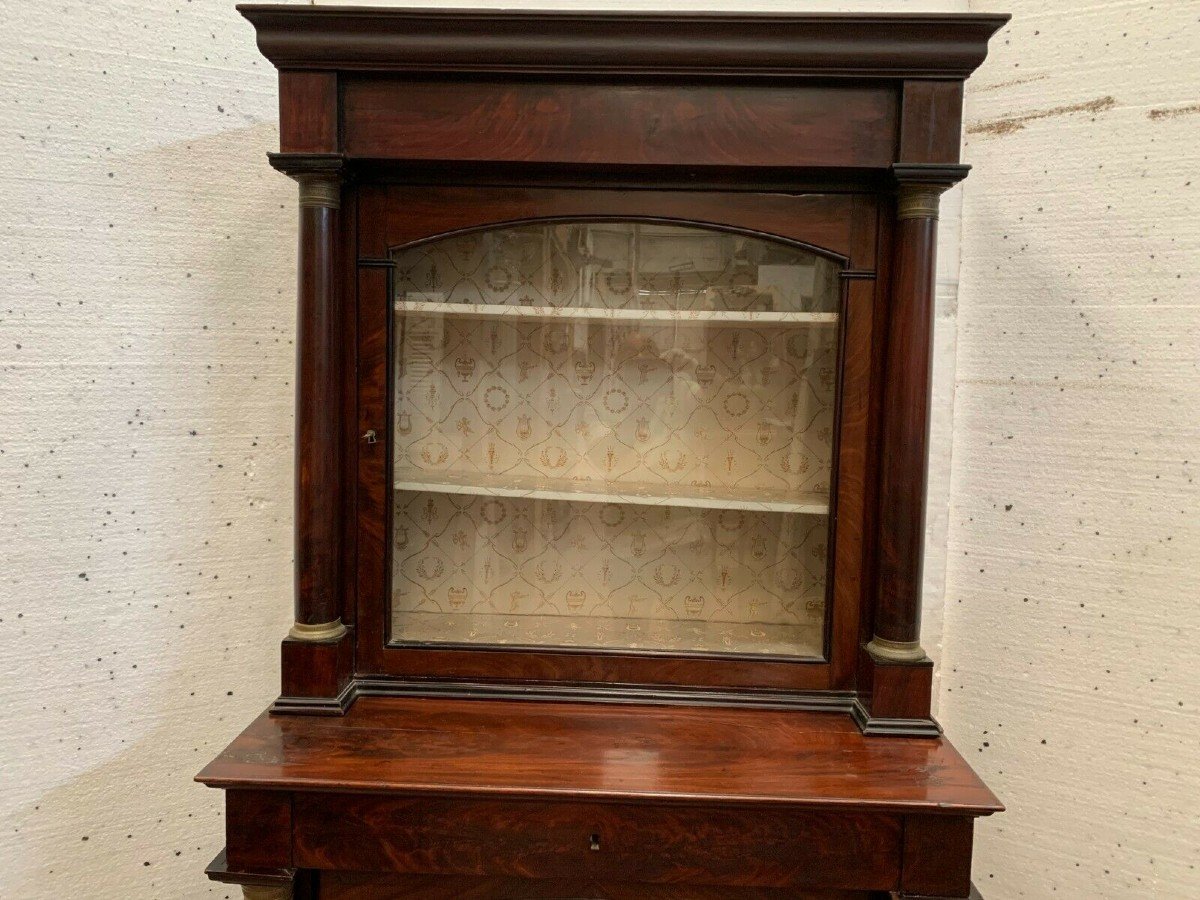 Empire Showcase In Mahogany And Mahogany Veneer XIX Century-photo-4