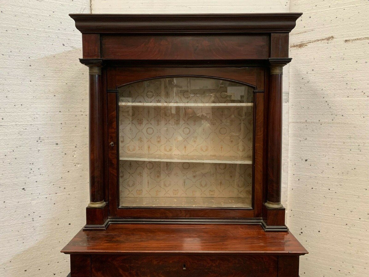 Empire Showcase In Mahogany And Mahogany Veneer XIX Century-photo-1