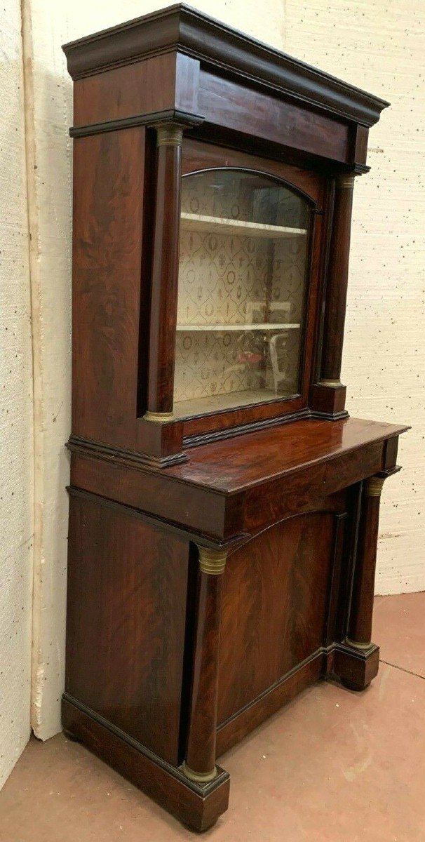 Empire Showcase In Mahogany And Mahogany Veneer XIX Century-photo-3