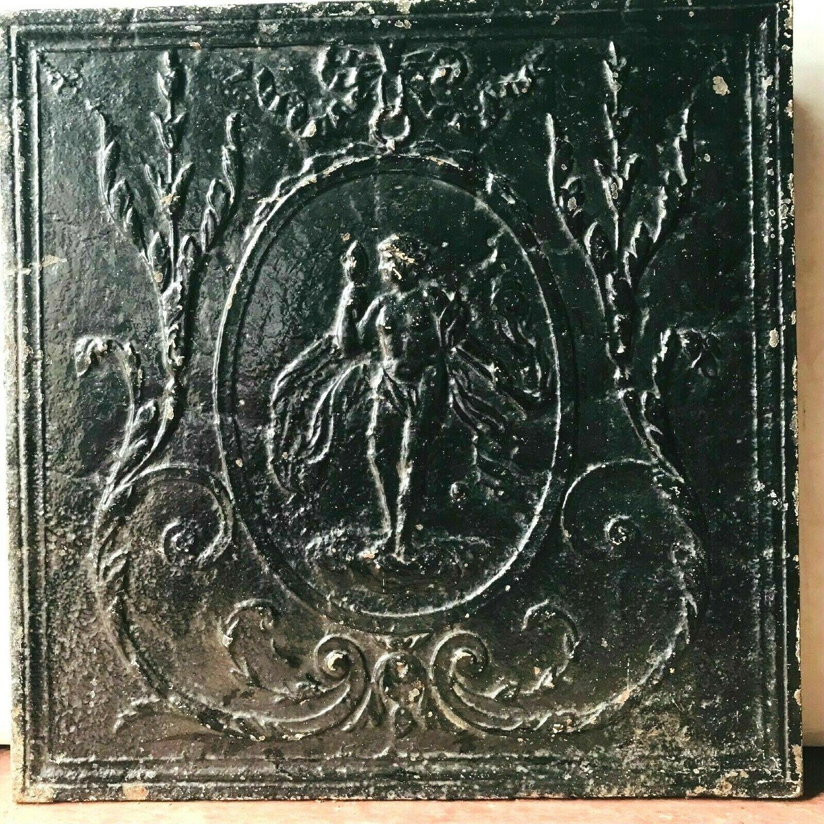 Plaque De Fond De Cheminée En Fonte De Fer XIX Siècle