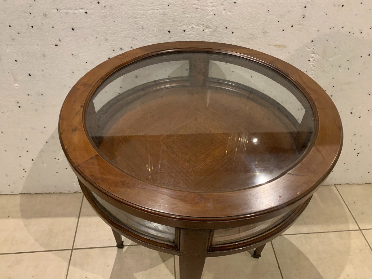 Louis XVI Style Showcase Pedestal Table With Removable Tray XX Century-photo-3