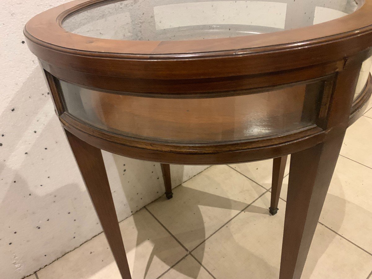 Louis XVI Style Showcase Pedestal Table With Removable Tray XX Century-photo-3