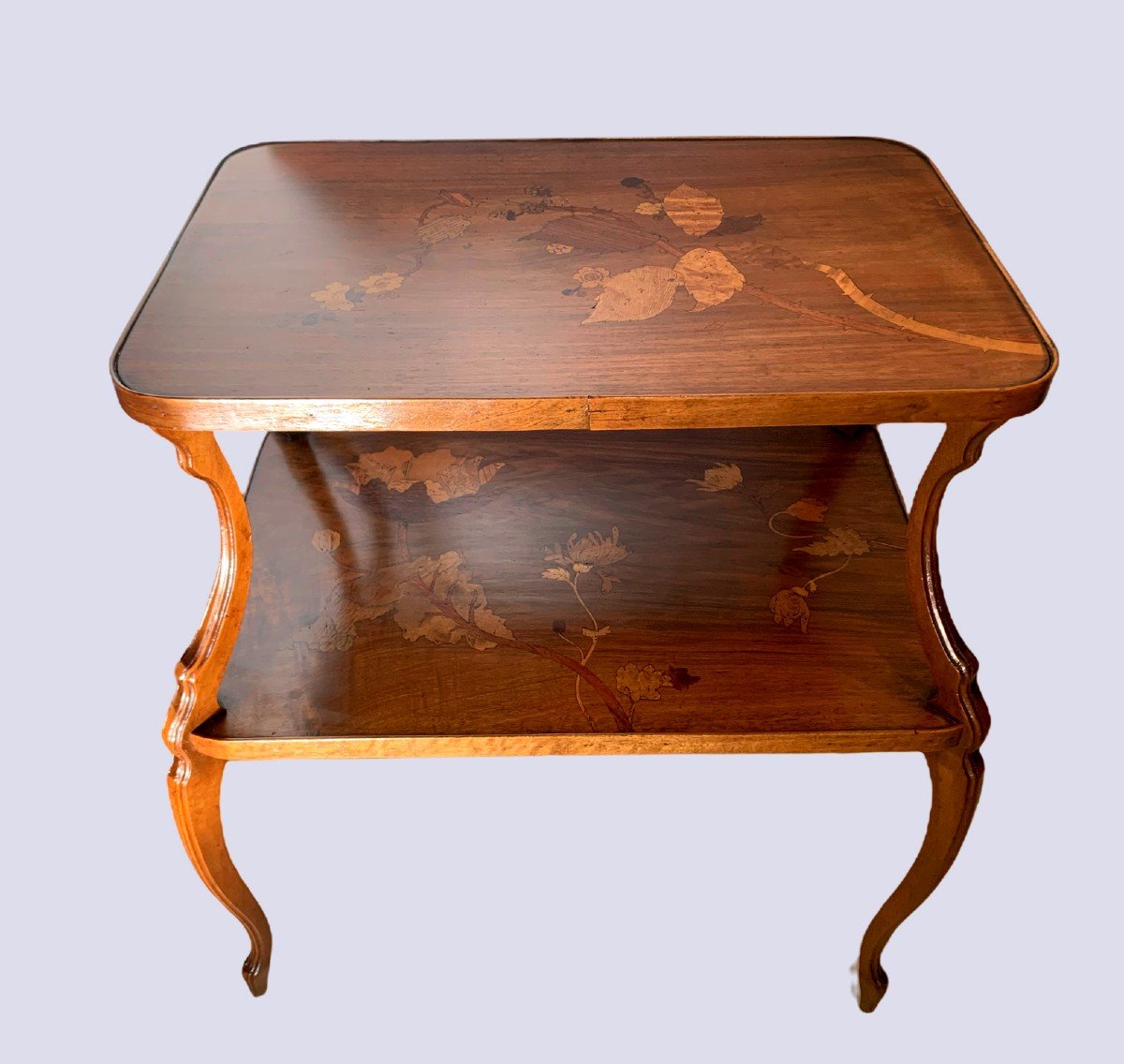 School Of Nancy Pedestal Table With Two Inlaid Trays XX Century