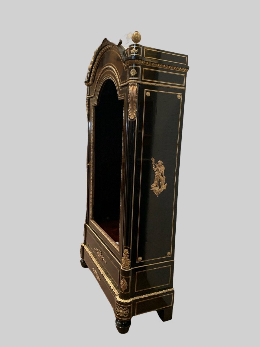 Vitrine d'Apparat Napoléon III En Bois Noir Et Bronze Ciselé Doré XIX Siècle-photo-2