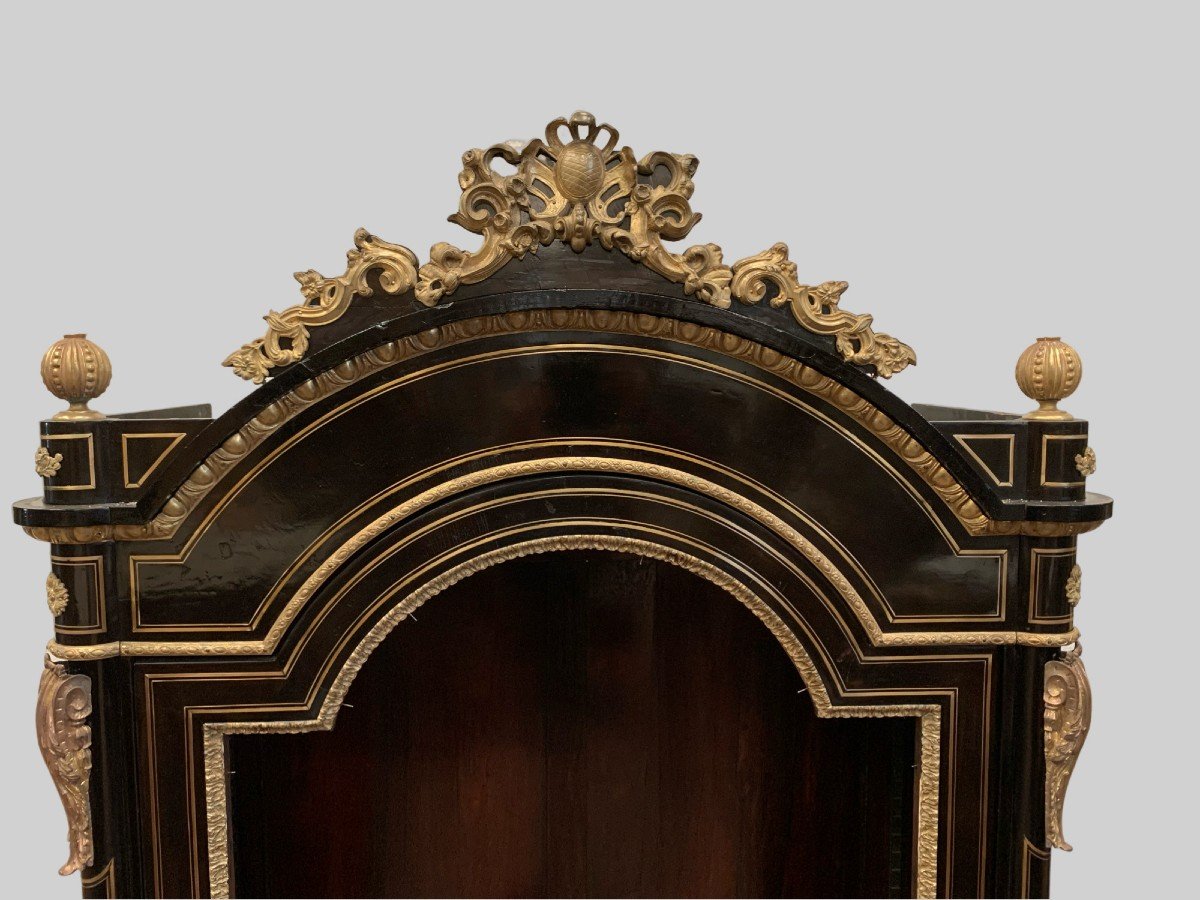 Vitrine d'Apparat Napoléon III En Bois Noir Et Bronze Ciselé Doré XIX Siècle-photo-4