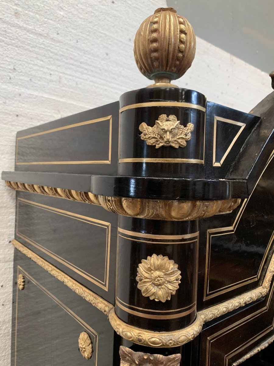 Vitrine d'Apparat Napoléon III En Bois Noir Et Bronze Ciselé Doré XIX Siècle-photo-5