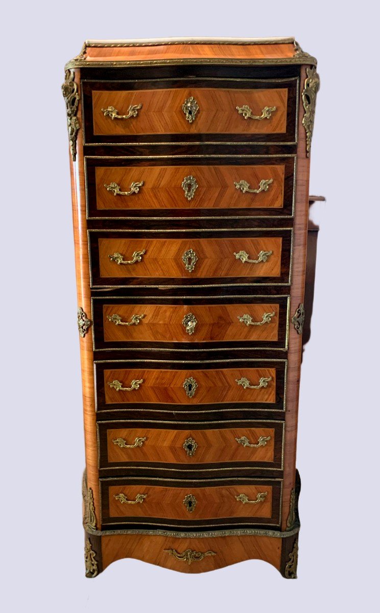 Secretary Of Lady Napoleon III In Rosewood And Rosewood Marble Top