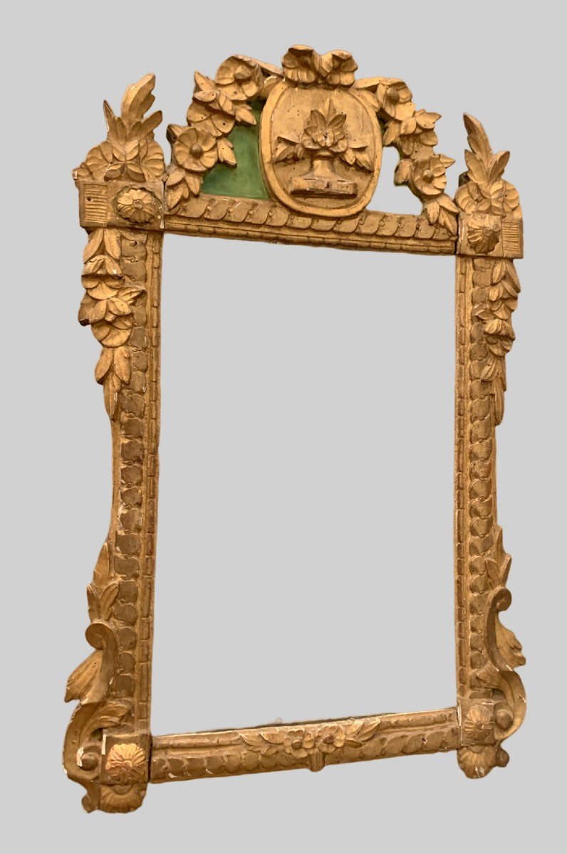 Miroir d'époque Louis XVI En Bois Doré XVIII Siècle