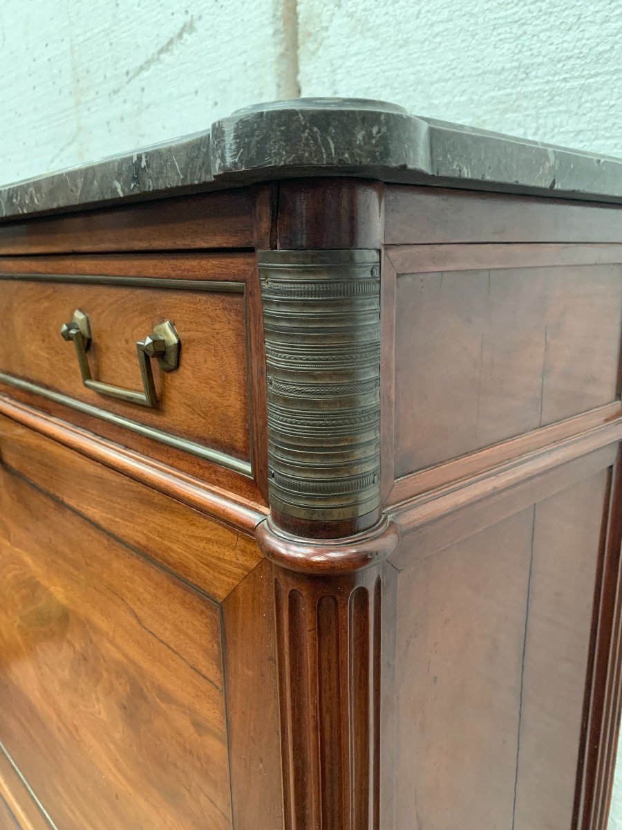 Secretary Louis XVI In Mahogany Top Of Veined Gray Marble XIX Century-photo-2