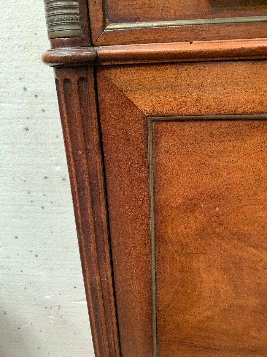 Secretary Louis XVI In Mahogany Top Of Veined Gray Marble XIX Century-photo-3