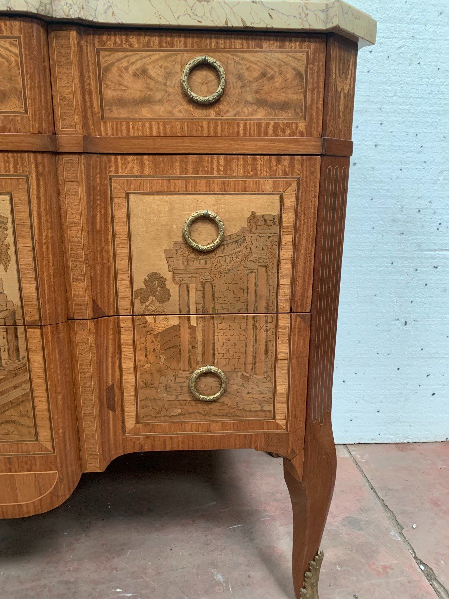 Commode With Central Projection In Amaranth Wood And Rosewood XX Century-photo-3