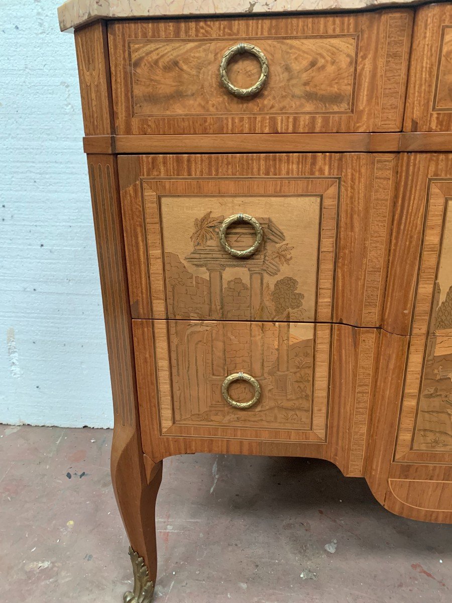 Commode With Central Projection In Amaranth Wood And Rosewood XX Century-photo-4