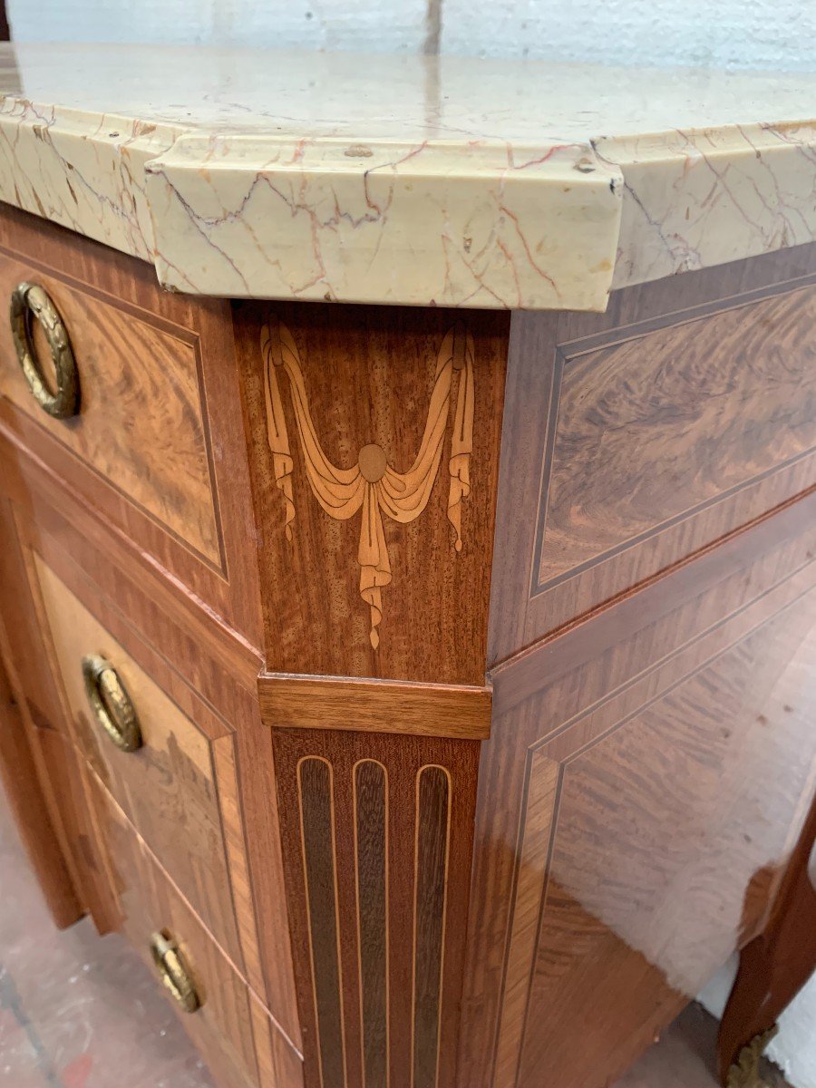 Commode With Central Projection In Amaranth Wood And Rosewood XX Century-photo-4