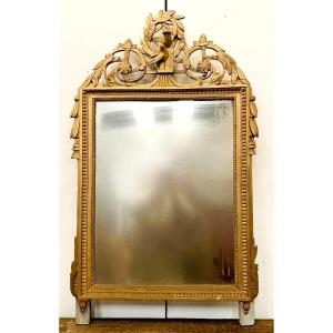 Miroir De Style Louis XVI En Bois Et Stuc Doré XIX Siècle