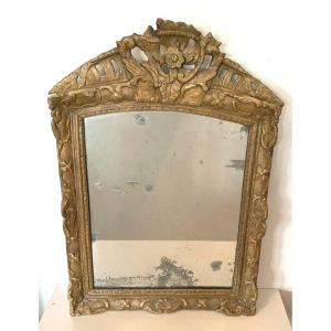 Louis XV Mirror In Golden Carved Wood Fireplace Trumeau XIX Century