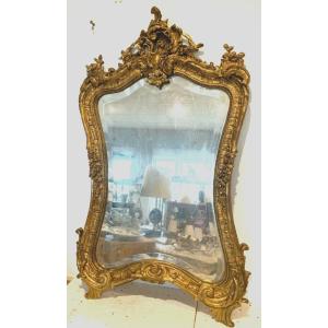 Louis XV Style Rockery Mirror In Wood And Golden Stucco XX Century
