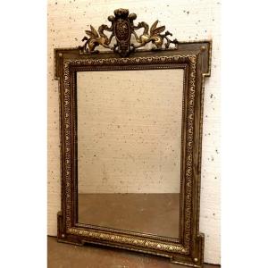 Napoleon III Style Mirror In Wood And Patinated Stucco XX Century