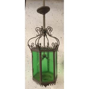 Vestibule Lantern In Bronze And Patinated Brass XX Century