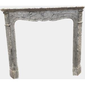 Louis XV Style Fireplace Model Pompadour Turquin Blue Marble XX Century