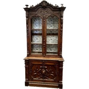 Showcase In Two Body Renaissance Style In Solid Walnut Napoleon III