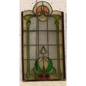 Suite Of Eight Panels In Art Nouveau Stained Glass 20th Century