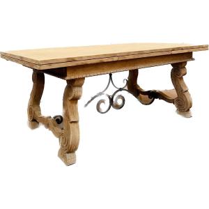 Renaissance Style Table In Solid Oak 20th Century Desk Table