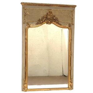 Louis XV Style Mirror In Wood And Golden Stucco 20th Century