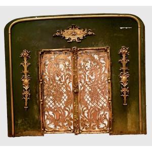 Napoleon III Style Fireplace Facade In Patinated Sheet Metal And Brass 19th Century