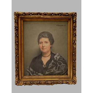 Oil On Canvas "portrait Of Woman" By Dequene Albert XX Century