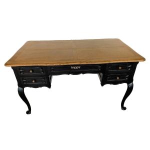 Regency Style Desk In Oak With Black Patina 20th Century