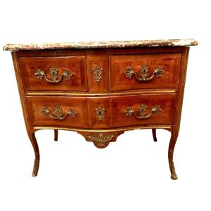 Commode Sauteuse Louis XV A Façade Galbée XVIII Siècle