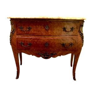 Louis XV Style Curved Commode With Marble Top 20th Century
