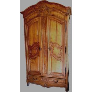 Bridal Wardrobe With Gendarme Hat In Solid Cherry Wood 18th Century