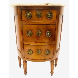 Louis XVI Style Half Moon Commode In Walnut 19th Century