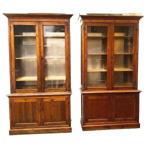 Pair Of Two Showcase Furniture In Solid Fir 19th Century