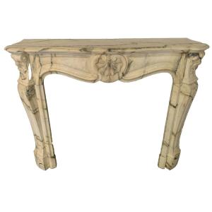 Louis XV Style Fireplace In Veined Bréche Marble 19th Century