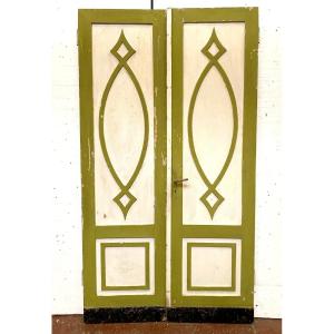 Double Separation Doors In Patinated Solid Fir XIX Century