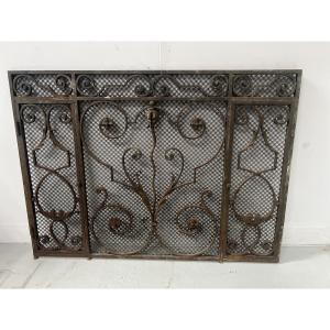 20th Century Hammered Wrought Iron Grille