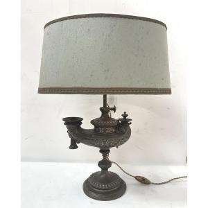 Ancienne lampe a huile mise a l'électricité XIX siècle