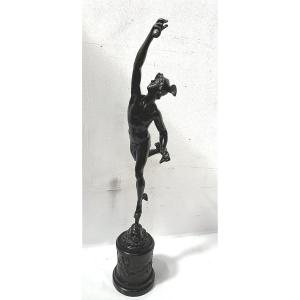 "mercury" Bronze Group With Brown Patina. 19th Century