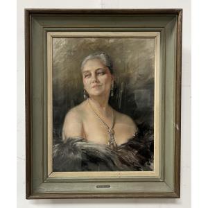 "woman With Bare Shoulders By Yves Diey" Bust Portrait