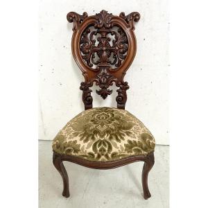 Chaise Chauffeuse d'époque Napoléon III en Acajou XIX siècle