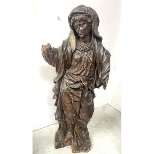 Saint Anne In Carved And Polychromed Wood XVI Century