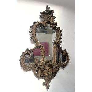 Mirror With Parecloses Adorned With A Four-light Sconce XIX Century