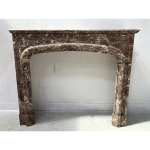 Louis XIV Style Mantel In Red Speckled Marble XIX Century