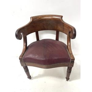 19th-century Empire-style Mahogany And Veneer Office Chair