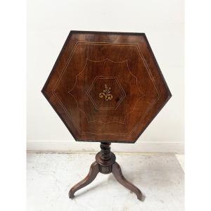 Guéridon basculant Napoléon III en bois d'acajou XIX siècle