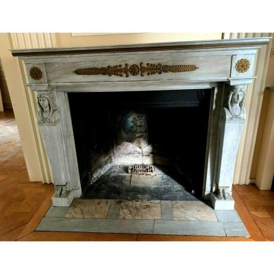 Empire Style Fireplace In Blue Turquin Marble Old Fireplace