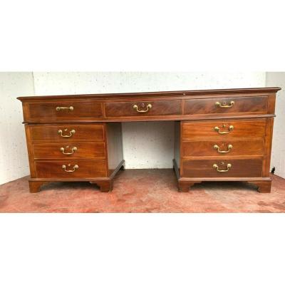 Bureau Plat De Style Regency En Acajou Et Placage d'Acajou Bureau A Caisson